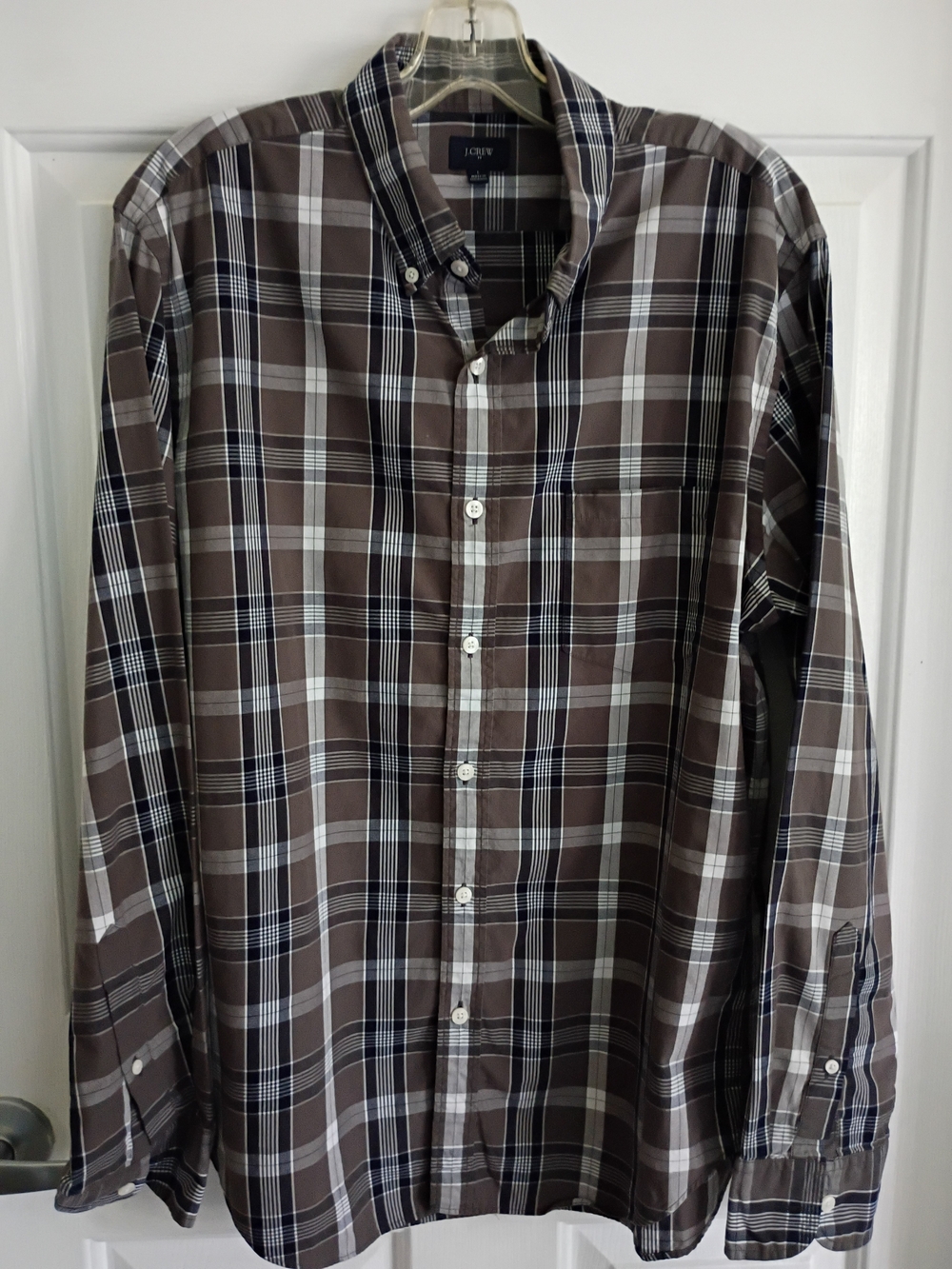J. Crew Grey Plaid Long-Sleeve Button-Down Shirt